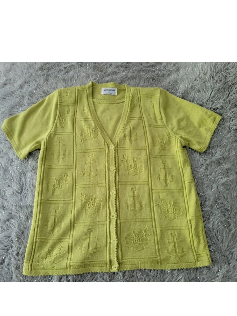 Vintage Alfred Dunner Sage Green Layered Cardigan Top Coastal Anchor Grannycore